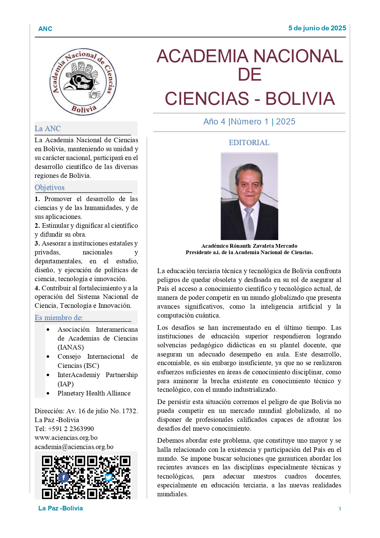 Portada del boletín